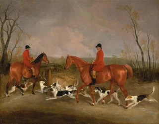 George Mountford, chasseur de la Quorn, et W. Derry, fouet, à John O